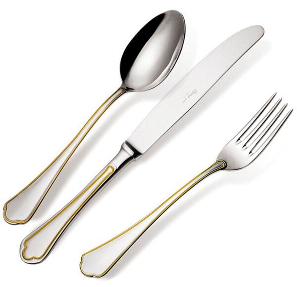 DOMUS ORO 24 Piece Cutlery Set Stainless Steel 18/10 Mirror Polished 3 mm Thickness in Gift Case EME