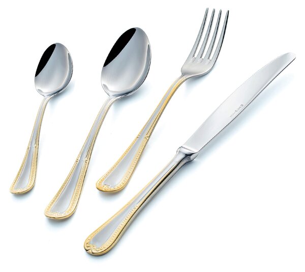 FIRENZE ORO 24 Pieces Cutlery Set Stainless Steel 1810 Mirror Polished 2.5 mm Thickness in Gift Box EME