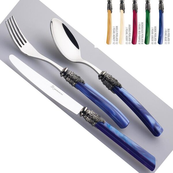 Coloured Cutlery Set 24 pieces LYON in 1810 stainless steel with methacrylate handle dishwasher safe EME