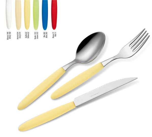 Colourful Cutlery Set 4 Pieces LIGHT 1 Knife 1 Fork 1 Spoon 1 Coffee Spoon in Steel posate colorate