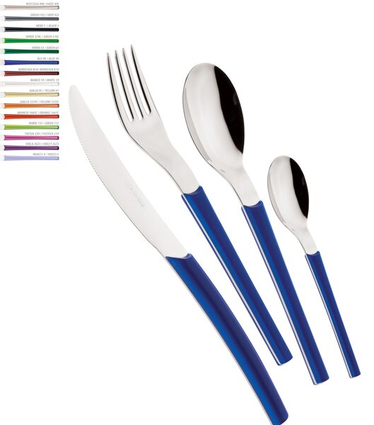 Colourful Cutlery Set 4 Pieces LOTO 1 Knife 1 Fork 1 Spoon 1 Coffee Spoon in Stainless Steel 18/10