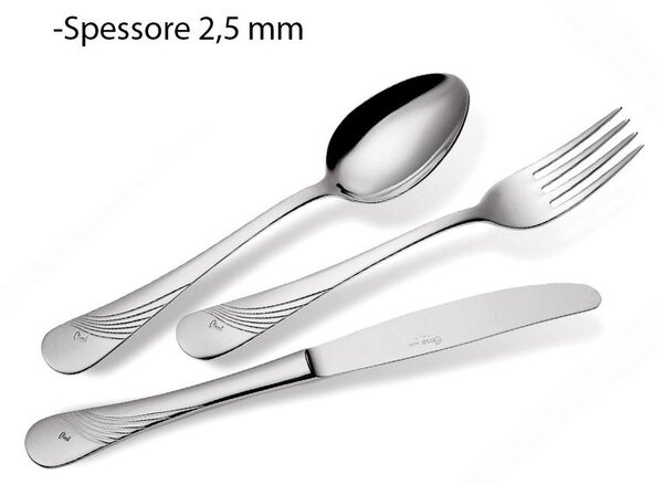 MILANO INCISO 24 Piece Cutlery Set in 18/10 Stainless Steel with Mirror Polish Finish, 2.5 mm Thickness