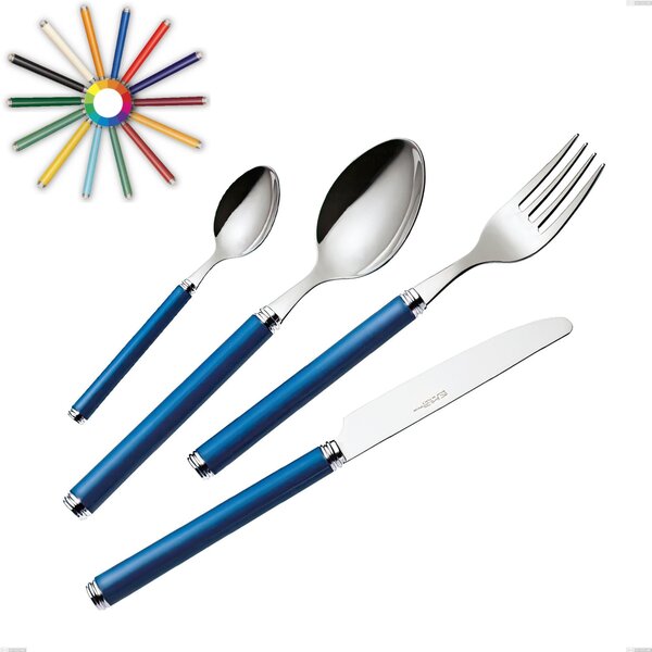 Colourful Cutlery Set 4 Pieces One Place Setting LINEA 1 Knife 1 Fork 1 Spoon 1 Teaspoon in Stainless Steel 18/10
