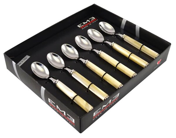 Six-Piece Pearl Coffee Spoon Set in Gift Box from bomboniere eme