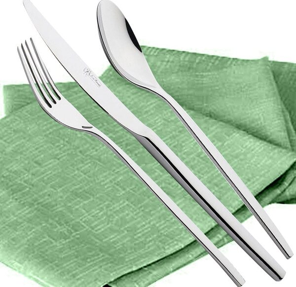 OLIMPO Cutlery Set 24 Pieces Stainless Steel 18/10 Semi-gloss 4.0 mm Thickness in Gift Case EME
