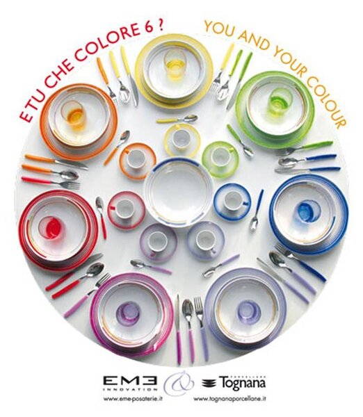 CROMOTERAPIA SPIRITO Cutlery Set 24 Pieces Stainless Steel with Acrylic Handles Dishwasher Safe EME