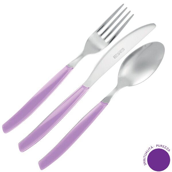 CROMOTERAPIA SPIRITO Cutlery Set 24 Pieces Stainless Steel with Acrylic Handles Dishwasher Safe EME