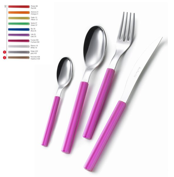 Sky Colourful Cutlery Set 4 Pieces Single Place Setting 1 Knife 1 Fork 1 Spoon 1 Coffee Spoon Stainless Steel Material 18/0 AISI 430 Nickel Free