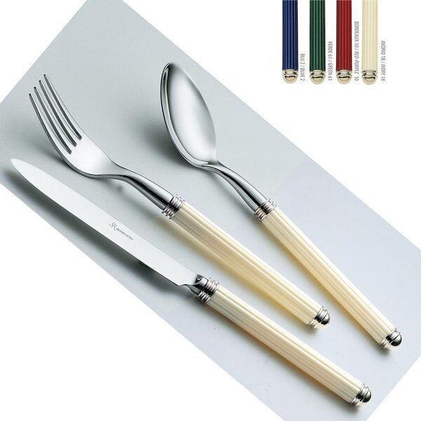 Phanteon Colourful Cutlery Set 4 Pieces: 1 Knife, 1 Fork, 1 Spoon, 1 Coffee Spoon in 18/10 Stainless Steel