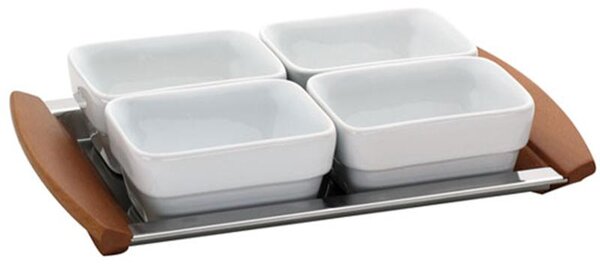 33 cm Rectangular appetizer dish with 4 Compartments in Mirror-Polished Stainless Steel ALLURE