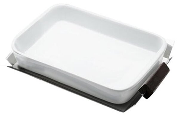 Rectangular Baking Dish with Wooden Handles and Porcelain Bakeware 43x30 cm