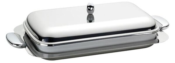 JOINT EME Rectangular Baking Dish 45 cm with Dish Holder in Porcelain, Die-Cast Metal Handles with Polished and Sandblasted Finish, Name: joint