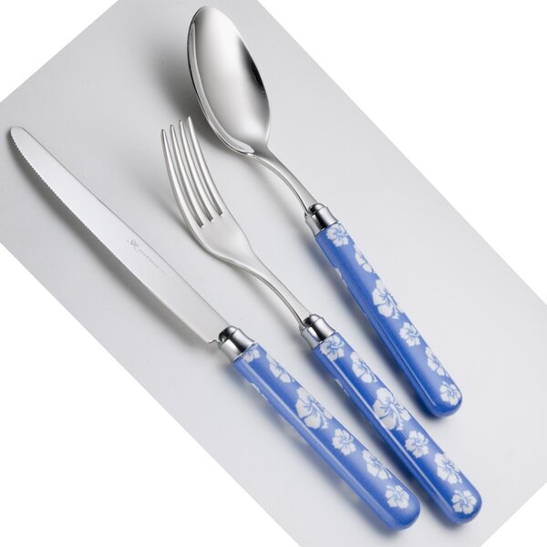 Colourful Cutlery Set 24 Pieces TIARE' in 18/10 Stainless Steel with Rounded NYLON Handle Dishwasher Safe