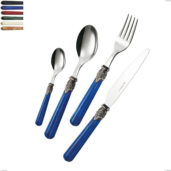 Versailles Colourful Cutlery Set 4 Pieces: 1 Knife, 1 Fork, 1 Spoon, 1 Coffee Spoon in 18.10 Stainless Steel