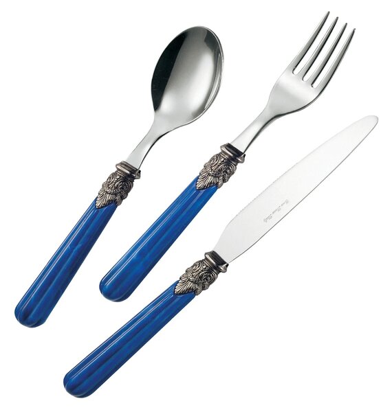 Versailles Colourful Cutlery Set 24 Pieces in 18/10 Stainless Steel with Marbled Handle Effect and Decorative Retro-Style Ring Dishwasher Safe EME