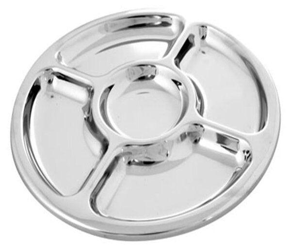 Round appetizer dish 35 cm Diameter with 5 Compartments in Polished 18/10 Stainless Steel CONVIVIO Cutlery