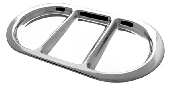 Oval appetizer dish with 3 Compartments 40 cm in Polished 1810 Stainless Steel CONVIVIO