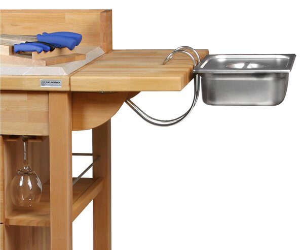 Kitchen Serving Trolley 120x80xh120 cm in Beech Lamellar Wood