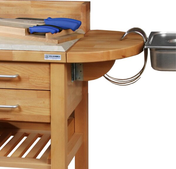 Kitchen Trolley Serving Cart 50x50xh93 cm in Beech Laminate Wood