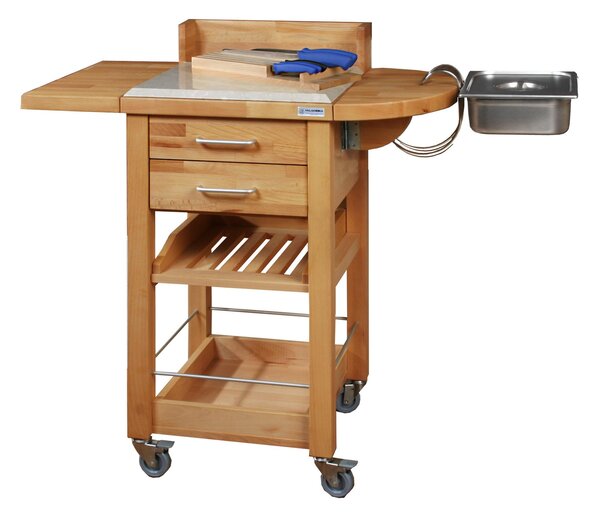 Kitchen Trolley Serving Cart 50x50xh93 cm in Beech Laminate Wood