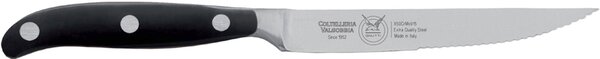 Forged 12 cm Serrated Steak Knives with W.Nr.1.4116 Steel Blade and Black Handle, Acetal Resin Handle and Stainless Steel Rivets - Forgiati