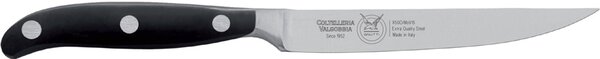 Sharp Blade Steak Knives 12 cm Forged with Black Handle, Acetal Resin Handle and Stainless Steel Rivets, W.Nr.1.4116 Steel - Forgiati
