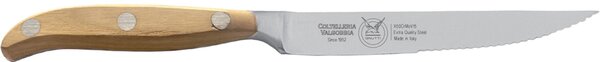 Forged Serrated Narrow Blade Steak Knives in W.Nr.1.4116 Steel with 12 cm Ash Wood Handle, Forgiati
