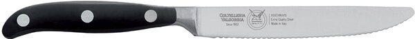Forged 12 cm Serrated Blade Table Knife in W.Nr.1.4116 Steel, Black Handle, Acetal Resin Handle with Stainless Steel Rivets - Forgiati