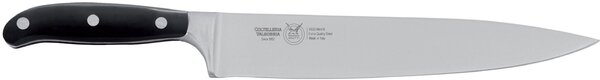 Forged Carving Knife with 24 cm Forged Blade in W.Nr.1.4116 Steel, Black Handle, Acetal Resin Handle and Stainless Steel Rivets - forgiati