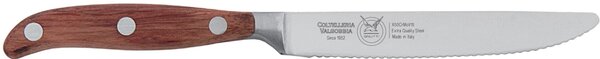Forged 12 cm Serrated Blade Table Knife in W.Nr.1.4116 Steel, Dark Mahogany Wood Handle