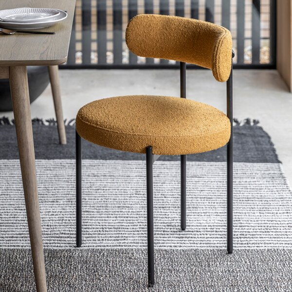 Set of 2 Mesa Dining Chairs, Fabric Ochre
