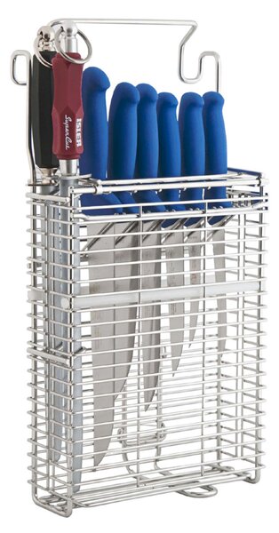 6-Piece Knife Holder Basket + 2 Sharpening Steels, Made of Stainless Steel W.Nr. 1.4307, Suitable for Holding 6 Knives + 2 Sharpening Steels