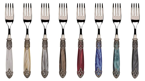 DUBAI ANTICO, 6 Place Settings, 24 Piece Cutlery Set in Polished 18/10 Stainless Steel 2.5 mm Thickness, Mother-of-Pearl Acrylic Handle with Antiqued Silver Effect Ring, Dishwasher Safe