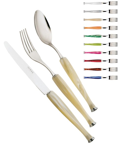 MOTIVI 24-piece cutlery set for 6 table settings in polished 18/10 stainless steel 2.5 mm thickness with mother-of-pearl acrylic handle dishwasher safe