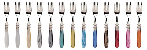 PARIS LUCIDO, 6 Place Settings, 24-Piece Cutlery Set in Polished 18/10 Stainless Steel 2.5 mm Thickness, Mother-of-Pearl Acrylic Handle with Gold Ring, Dishwasher Safe