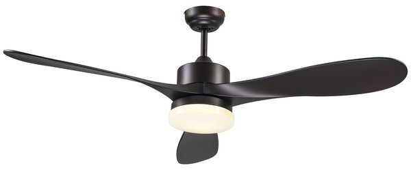 HOMCOM Reversible Indoor Ceiling Fan with Light, Modern Mount LED Lighting Fan with Remote Controller, for Bedroom, Living Room, Brown