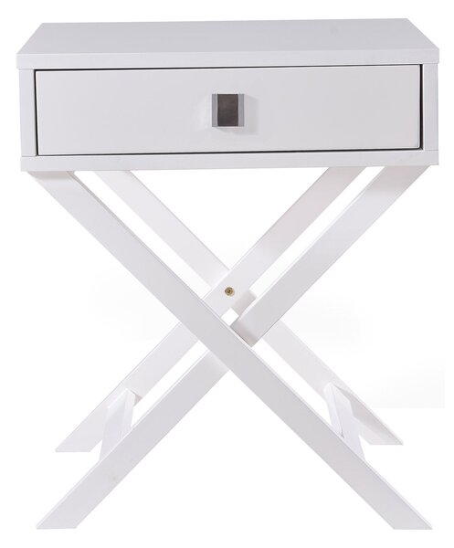 Abel 1 Drawer X-Leg Wooden Bedside Table in White, Black or Natural Oak