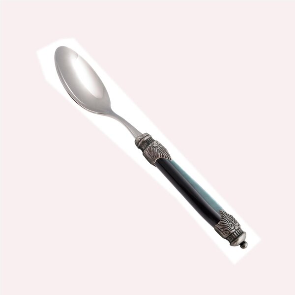 ARIANNA 6 Piece Tablespoon Set in 18.10 Steel with Plexiglass Handle and Antique Ring, Dishwasher Safe, Green Length 22.5 cm