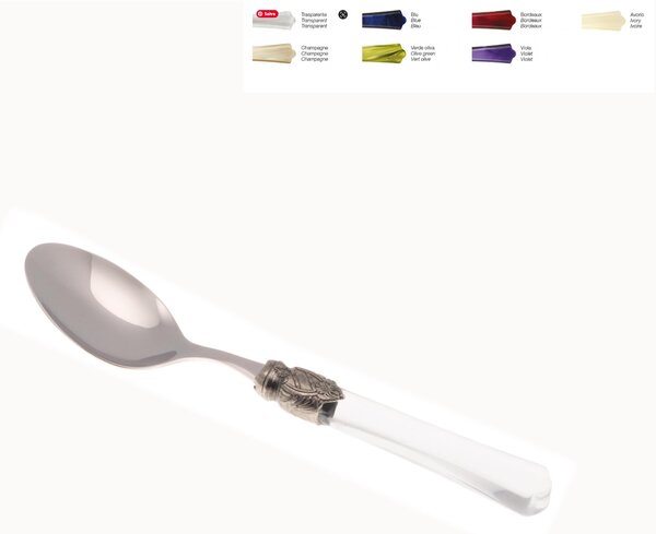 VITTORIA Coffee Spoon Set of 6 Pieces in 18.10 Steel Length 16 cm Handle in Plexiglas with Antique Ring Dishwasher Safe Transparent