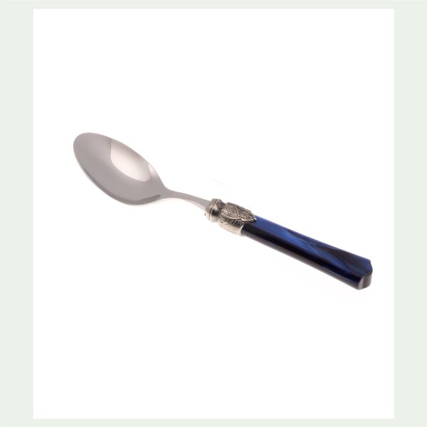VITTORIA Coffee Spoon Set of 6 Pieces in 18.10 Steel Length 16 cm Handle in Plexiglas with Aged Ring Dishwasher Safe Blue