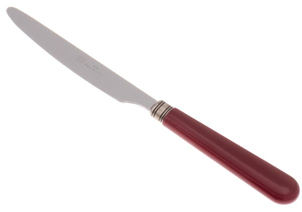 Serrated Table Knife MOD Mistral Set of 6 Pieces in 18.10 Steel Length 26 cm Handle in PPL Dishwasher Safe Colour Bordeaux Name: Mistral