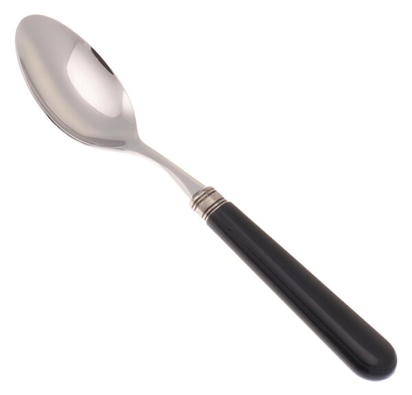 MISTRAL Coffee Spoon Set of 6 Pieces in 18.10 Steel Length 16.5 cm Handle in PPL with Ring Dishwasher Safe Black