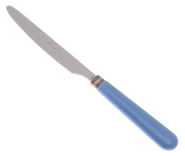 Serrated Table Knife Mistral Set of 6 Pieces in 18.10 Steel Length 26 cm Handle in PPL Dishwasher Safe Colour Azure Name: Mistral