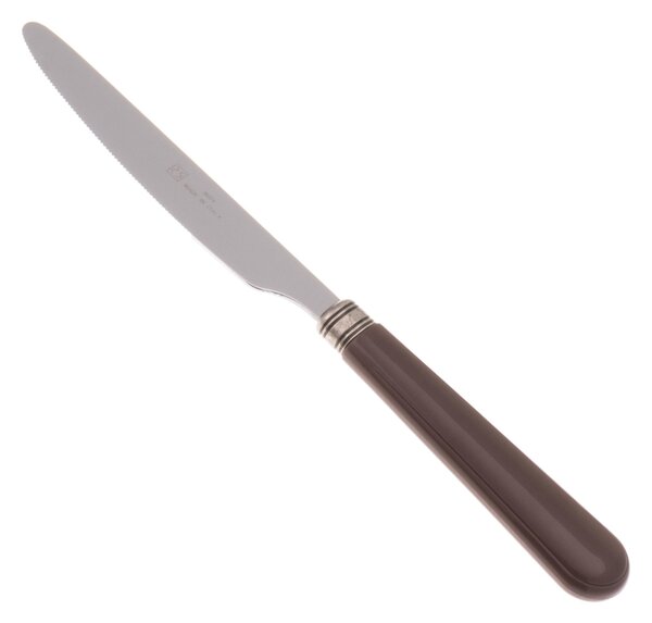 Serrated Table Knife Mistral Cutlery Set of 6 Pieces in 18.10 Steel Length 26 cm Handle in PPL Dishwasher Safe Brown Colour Mistral
