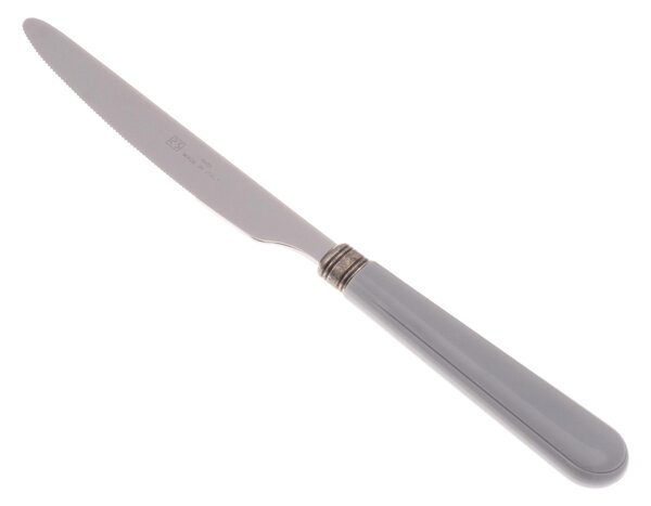 Serrated Table Knife MOD Mistral Set of 6 Pieces in 18.10 Steel Length 26 cm Handle in PPL Dishwasher Safe Grey Colour Mistral Cutlery