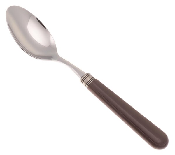 MISTRAL Coffee Spoon Set of 6 Pieces in 18.10 Steel Length 16.5 cm PPL Handle with Dishwasher Safe Ring Brown