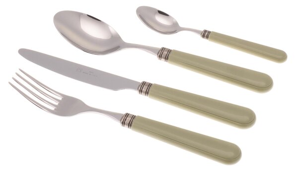 MISTRAL 24-Piece Coloured Cutlery Set in 18/10 Stainless Steel with 2.5 mm Thick Sage Coloured PPL Handle