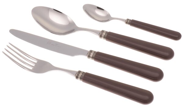 MISTRAL 24 Piece Coloured Cutlery Set in 18/10 Stainless Steel with 2.5 mm Thick Brown PPL Handle