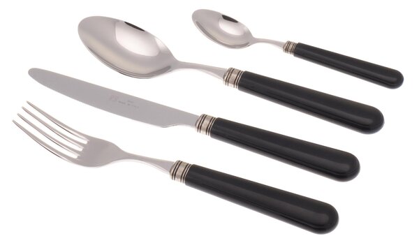 MISTRAL 24 Piece Coloured Cutlery Set in 18/10 Stainless Steel with 2.5 mm Thick Black PPL Handle