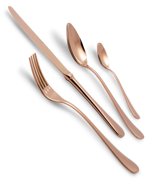 Rivadossi Serena Model 4 Piece Cutlery Set in Polished Copper PVD Stainless Steel 18.10 AISI304 2.5 mm, Presented in a Cardboard Box Copper